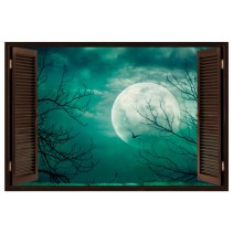Ventanas 3d luna llena árboles